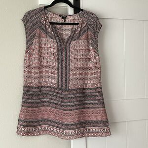 NIC+ZOE Geometric Print Blouse in Red and Black